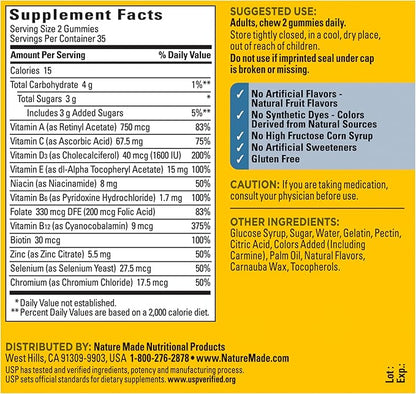 Nature Made Multi for Him, Mens Multivitamins Gummies, Energy Metabolism Support, Multivitamin for Men, 70 Gummy Vitamins and Minerals, 35 Day Supply (Pack of 2)