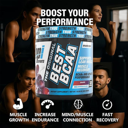 BPI Sports Best BCAA Powder - Muscle Recovery Support - Branched Chain Amino Acids | Building Blocks of Protein and Muscle - Post Workout Recovery – Hydration - Grape, 30 Servings