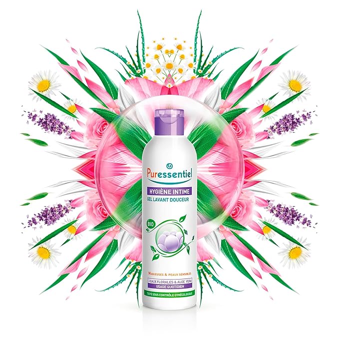 Puressentiel Feminine Wash Ph Balance Vaginial Cleanser Gel for Womens Hygiene 99.6 Natural Origin Organic Vegan EcoCertified Made in France 16.5 fl oz, Rose, 16.9 Ounce