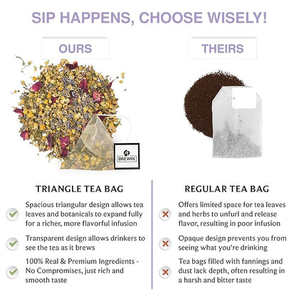 BREWIX, Valerian Comfort Tea for Sleep and Relaxation (25 Pyramid Bags) Caffeine-Free and Calming for Bedtime | Valerian Root, Chamomile & Lavender | Perfect Wellness Sleep