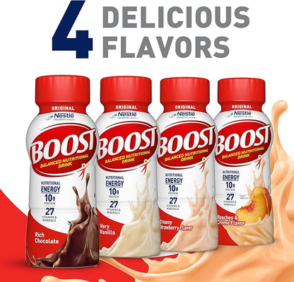 BOOST Original Ready to Drink Nutritional Drinks, Peaches & Creme, 8 Fl Oz (Pack of 24)