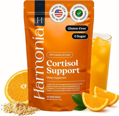 Harmonia Cortisol Cocktail | Cortisol Supplements for Women & Men with Ashwagandha, Magnesium & L-Theanine | Drink Harmonia for Stress Relief, Weight Management & Sleep Support (1 Pack x 30 Servings)