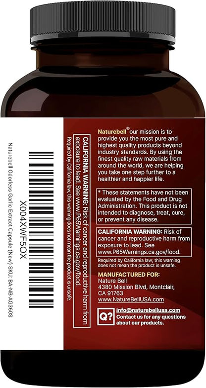 NatureBell Aged Garlic Extract 1,000mg, Over 2 Years Aged, 360 Odorless Softgels – Allium sativum – Made with MCT Oil – Non-GMO, Gluten Free