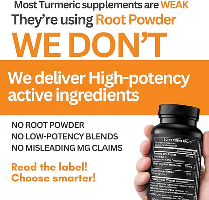 Turmeric Curcumin 95% Extract & Collagen Capsules - NEM Promotes Knee Comfort & Flexibility - Eggshell Membrane w Naturally Occurring Glucosamine Chondroitin Hyaluronic Acid- Made in USA