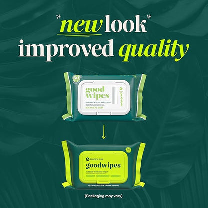 goodwipes Flushable Butt Wipes - Vitamin E & Aloe - Sewer & Septic Safe - Extra Large Adult Wet Wipes For Women & Men - Bathroom Essentials - Botanical Bliss, 418 Count (8 Packs + 1 Travel)