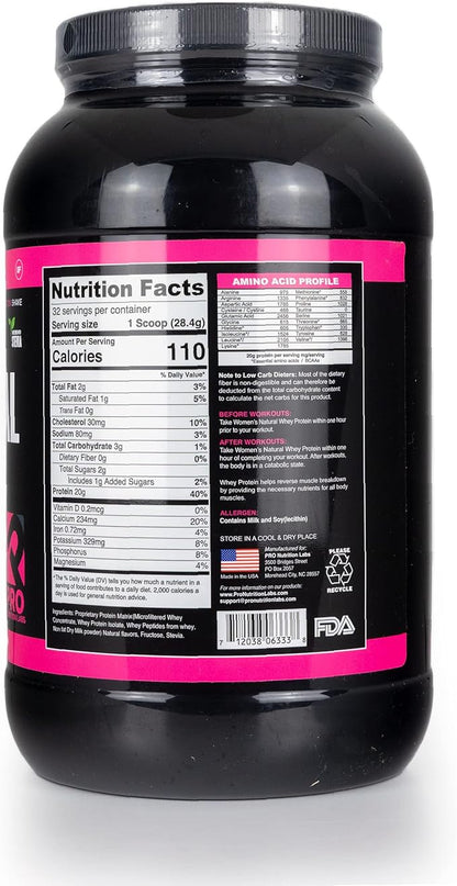 Whey Protein Powder for Women Vanilla Powder - Low Carb Gluten-Free Grass-Fed rBGH-Free - Supports Weight Loss - Natural Stevia Sweetened Protein Shake, 20g (Creamy Vanilla, 2lb)