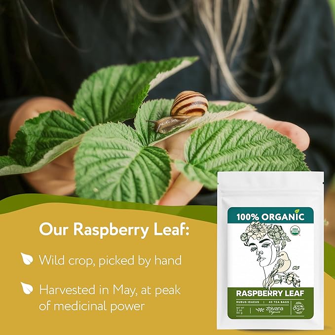 Organic Raspberry Leaf Tea Bags (40 TeaBags) - Red Rasberry Leaf Tea for Womens Cramps, Hormone Balance, Fertility – Te de Hoja de Frambuesa Roja
