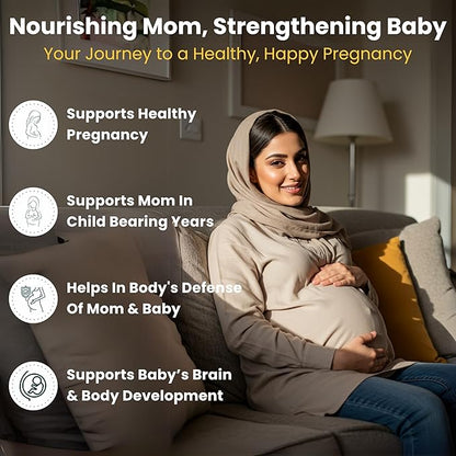 SHIFAA NUTRITION Halal Prenatal Vitamins with DHA and Folic Acid | High Potency 90 Softgels, Keto-Friendly | Vitamin C 120mg, DHA 250mg, Folic Acid 800mg, EPA 90mg, Biotin & Iodine