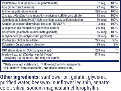 Life Extension Prenatal Advantage, Women’s multivitamin, Baby Support, folic Acid, Choline, omega-3s, Vitamin C, D3, B1, B6, B12, zinc, niacin, Gluten Free, Non-GMO, 120 softgels