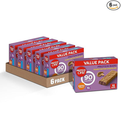 Protein One 90 Calorie Keto Protein Bars, Peanut Butter Chocolate, 10 ct (Pack of 6)