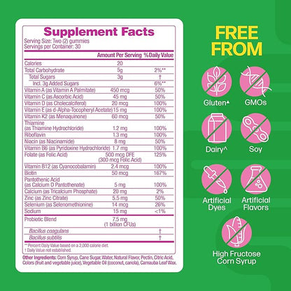 Culturelle® Women’s Probiotics + Multivitamins, Supports Digestive and Immune Health, Biotin & Selenium for Healthy Hair, Skin, Nails – 60 Gummies