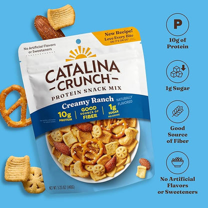 Catalina Crunch Protein Snack Mix - 10g Protein, 1g Sugar per Serving - Good Source of Fiber, Keto, Gluten Free - Creamy Ranch, 5.25 Ounce Bag (Pack of 1)
