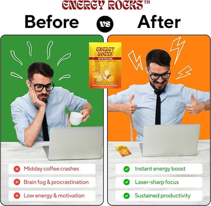 Caffeine Candy - Popping Energy Candy Crystals, 100mg Caffeine, L-Theanine & B12 - Fast Energy, No Drink Needed - Coffee Alternative 40-Pack Variety (Cherry Berry & Pineapple Mango)