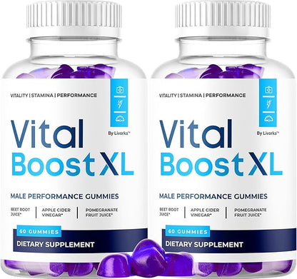 (2 Pack) Vital Boost XL Gummies - Official VitalBoost XL Gummys For Men Premium Natural Ingredients - Maximum Strength, Advanced Formula Support For Overall Health & Wellness, 120 Gummies For 2 Months