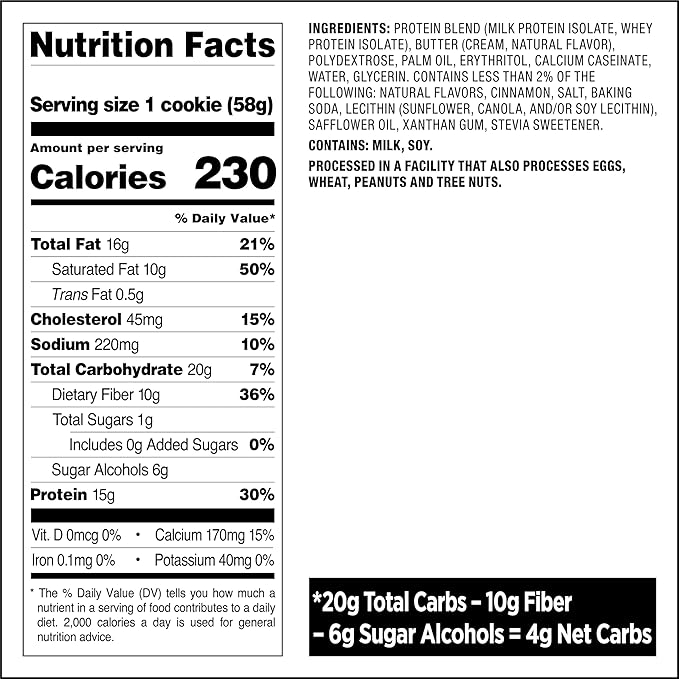 Quest Nutrition Snickerdoodle Protein Cookie, 15g Protein, 1g Sugar, 4g Net Carbs, Keto Friendly, High Protein, Low Carb; 12 Count