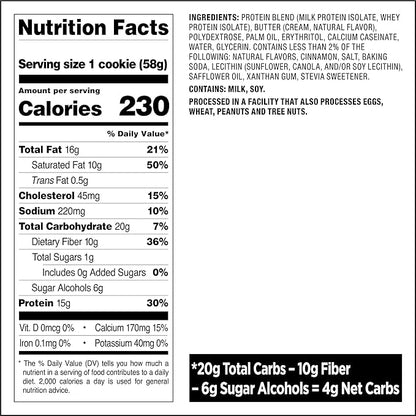 Quest Nutrition Snickerdoodle Protein Cookie, 15g Protein, 1g Sugar, 4g Net Carbs, Keto Friendly, High Protein, Low Carb; 12 Count