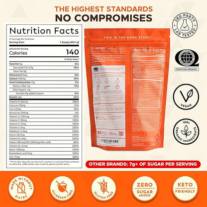 Veeg Plant Protein Powder – Vegan Protein Shake & Collagen Boost. Pea Protein, MCT, Probiotics & Multivitamin. 10 Supplements in 1. Daily Energy, Immunity & Wellness. 15 Servings (Vanilla)