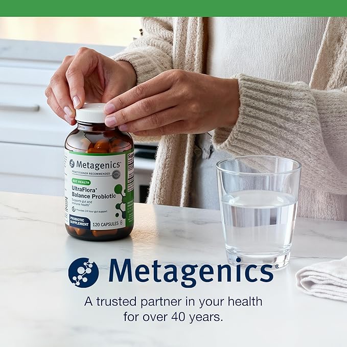 Metagenics UltraFlora Balance Probiotic - Shelf-Stable Daily Gut Health Supplement for Digestive & Immune Support* - Non-GMO & Gluten-Free - 120 Capsules