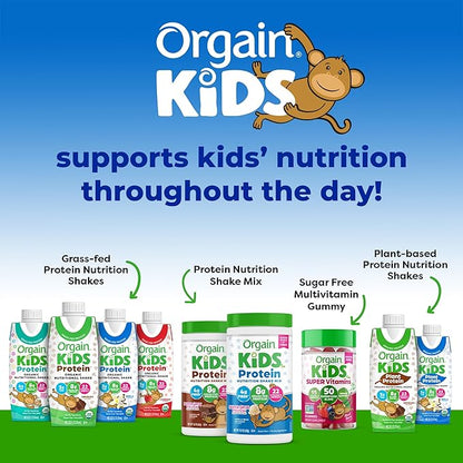 Orgain Organic Kids Nutritional Protein Shake, Vanilla, Healthy Kids Snacks, 8g Dairy Protein, 3g Fiber, 22 Vitamins & Minerals, No Soy ingredients, Gluten Free, Non-GMO, 8.25 Fl Oz (Pack of 24)