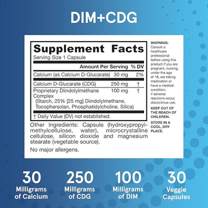 Jarrow Formulas - DIM + CDG Veggie Capsules - 30 Count - DIM & CDG Supplement - For Hormone Balance - Non-GMO - Gluten Free