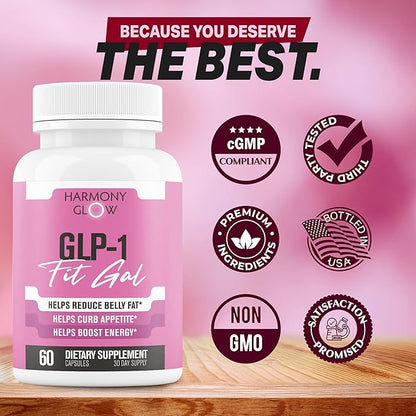 GLP-1 Fit Gal | Weight Loss Pills, Appetite Suppressant & Fat Burner for Women | Supports Healthy Pathways Associated with GLP-1 Activity | 3rd Party Tested Supplement - 60 Capsules for Adults
