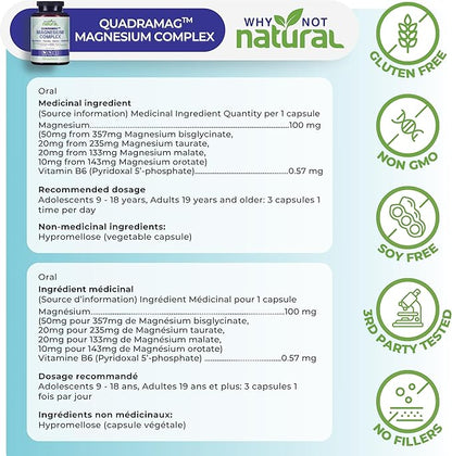 4-in-1 Magnesium Complex Supplement - Glycinate, Taurate, Malate, Orotate Blend - 300 mg per Serving, 120 Capsules
