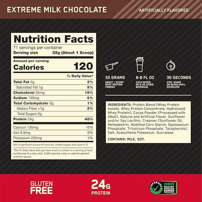 Optimum Nutrition Gold Standard 100% Whey Protein Powder, Extreme Milk Chocolate, 5 Pound (Packaging May Vary)
