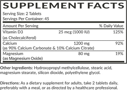 Futurebiotics Calcium 1200 MG Per Serving Sustained Release with Vitamin D3 1000 IU Per Serving Non-GMO, 90 Vegetarian Tablets