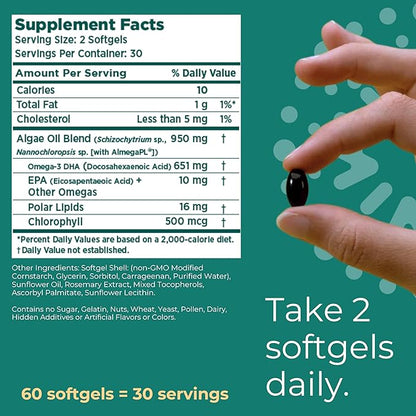 Iwi Omega-3 Sport, 60 Softgels (30 Servings), Plant-Based Vegan Algae Omega 3 with DHA, Exercise Recovery Support Dietary Supplement, Krill & Fish Oil Alternative, No Fishy Aftertaste