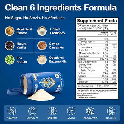 BIRDMAN Falcon Vegan Protein Powder Organic, Stevia & Sugar Free, Plant Based Protein, Low Carb, Dairy Free, Keto, Non Whey Protein, Probiotic, Pea Protein | Vanilla Flavor - 60 Servings - 3.9 lb