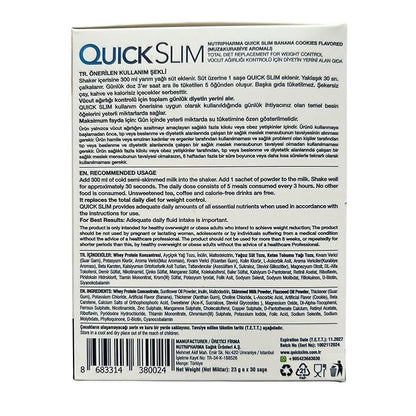 Quick Slim High Protein Shakes for Weight Loss, 30 Servings, Complete Meal Replacement Powder, Diet Shakes for Women & Men, 20g Protein, 27 Vit & Min, Keto, Gluten Free (Banana Cookies, 30 Sachets)