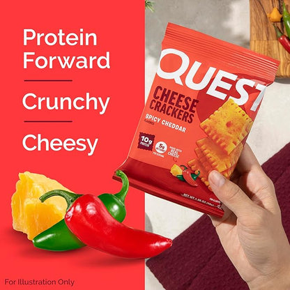Quest Nutrition Cheese Crackers,Spicy Cheddar,10g of Protein,Low Carb,Made with Real Cheese,Protein Snack,4 Count (Pack of 2)