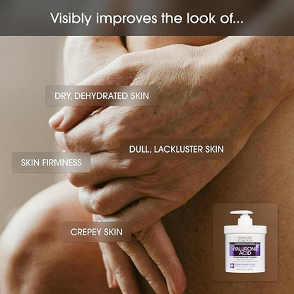 Advanced Clinicals Hyaluronic Acid Moisturizer Body Cream With Vitamin E | Hydrating Cream & Body Lotion For Women & Men To Help Improve Look of Wrinkles, Dry Skin, Crepey Looking Skin, 16OZ, 2-Pack