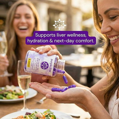 purple tree Post-Celebration Wellness Supplement for After-Drink Support | Hydration & Liver Health | Dihydromyricetin DHM, Milk Thistle, Electrolytes, Vitamin B, Willow Bark, Quercetin (180 Pills)