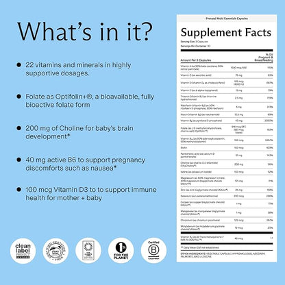 Needed. Multivitamin for Prenatal | Prenatal Multi Essentials Capsule - Pregnancy, Breastfeeding, Postpartum | Expertly-Formulated & Third-Party Tested, | 30-Day Supply