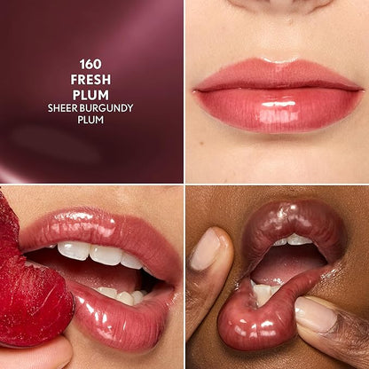 COVERGIRL Clean Fresh Squishy Glaze™ Lip Butter Balm, Flavored, Non-Sticky, with Vitamin E & Shea Butter – 160 Fresh Plum (Sheer Burgundy Plum)