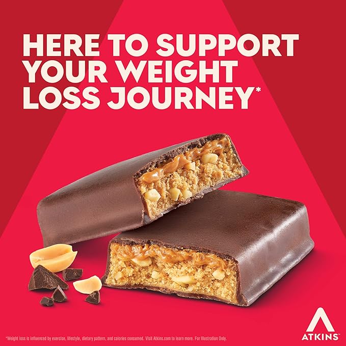 Atkins Chocolate Peanut Butter Protein Meal Bar, High Fiber, 16g Protein, Low Sugar, 3g Net Carb, Low Carb, Keto Friendly, 12 Count