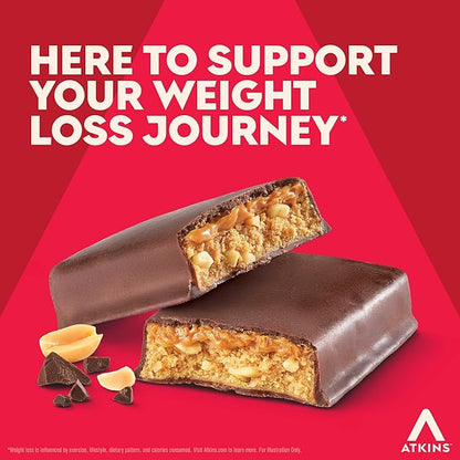 Atkins Chocolate Peanut Butter Protein Meal Bar, High Fiber, 16g Protein, Low Sugar, 3g Net Carb, Low Carb, Keto Friendly, 12 Count