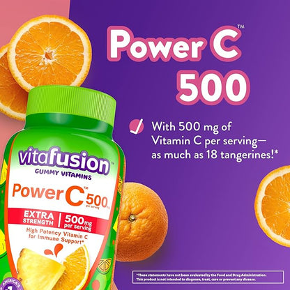 Vitafusion Extra Strength Power C Gummy Vitamins, Tropical Citrus Flavored Immune Support (1) Vitamins, 92 Count (Pack of 2)