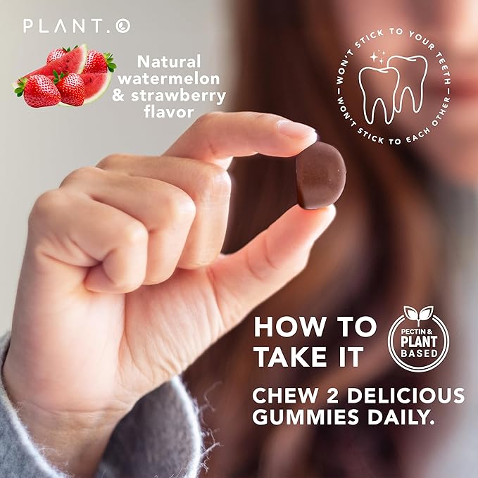 PLANT.O NUTRITION SuperGreens Gummies | Daily Greens Superfood with Fruits, Vegetables & Vitamins to Boost Immunity, Cognitive & Gut Health | Watermelon & Strawberry Flavor | 60 Super Gummies