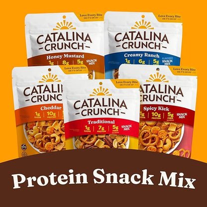 Catalina Crunch Protein Snack Mix with Cheese Crisps | 10g Protein, 1g Sugar per Serving | Good Source of Fiber, Keto, Gluten Free | Variety Pack 4 Flavors (Pack of 4) - Packaging May Vary