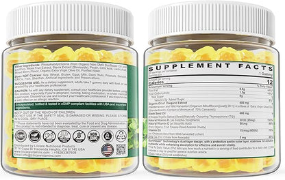 LILICARE Oil of Oregano with Black Seed Oil Filled Gummies, Aceite De Oregano Capsulas Alternative, Carvacrol & Thymoquinone with Vitamin E, C, D3, Zinc, Liposomal Form, Sugar Free, 2 Pack