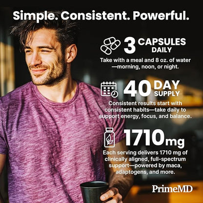6-in-1 Organic Maca Root Ashwagandha Capsules 1710mg with DHEA and Black Pepper Fruit Extract for Women and Men - Black Maca Supplement for Stamina, Bone and Mood Support Supplement, 120 count