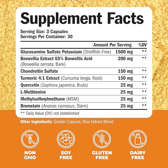 Turmeric Curcumin with Black Pepper Extract & Glucosamine Chondroitin MSM Joint Support Supplement