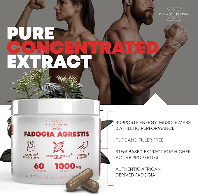 Testosterone Booster for Men with Fadogia Agrestis 1000mg Per Serving - Improve Natural Testosterone production, Increase Energy and Muscle Growth - Workout Supplement USA Made (60 Capsules)