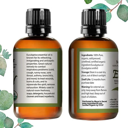Pure Carrier and Essential Oils for Skin Care, Hair, Body Moisturizer for Face-Anti Aging Skin Care (Eucalyptus Smithii Organic Oil, 4oz)