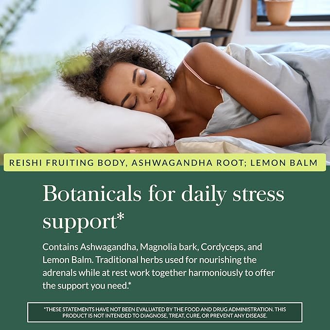 Gaia Herbs Adrenal Health Nightly Restore - Herbal Supplement with Ashwagandha, Magnolia Bark, Cordyceps, Lemon Balm & More* - 60 Vegan Liquid Phyto-Caps (30 Servings)