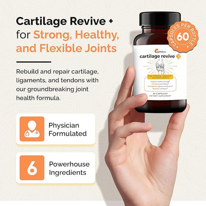 UpWellness Cartilage Revive + Joint Support Supplement for Men and Women - Powered by D-Glucosamine Sulfate, MSM, Vitamin D3, C and More - 5 Bottles