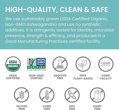 Himalaya Organic Ashwagandha Root, 30 Day Supply - Herbal Adrenal Support Supplements for Stress Relief and Energy Support - USDA Organic, Non-GMO, Vegan, Gluten Free, No Additives, 670 mg, 30 Caplets