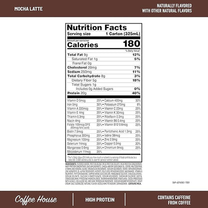 SlimFast Protein Shake, NEW Mocha Latte- 20g Protein, Meal Replacement Shake Ready to Drink, High Protein with Low Carb and Low Sugar, 24 Vitamins and Minerals, 11 Fl Oz (Pack of 12)